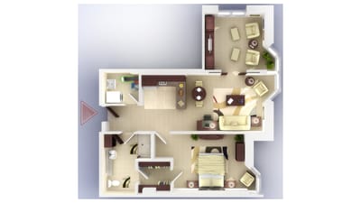Fairview Nursing Home, nursing home — Floor plan of a two-bedroom senior living apartment