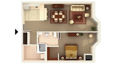 Fairview Nursing Home, nursing home — Floor plan of a senior living apartment layout