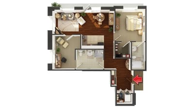 Fairview Nursing Home, nursing home — Floor plan of a one-bedroom senior living apartment