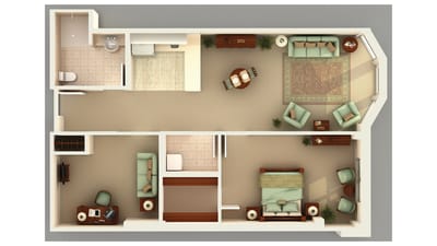 Fairview Nursing Home, nursing home — Floor plan of a senior living apartment layout