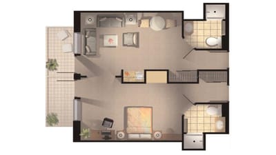 Fairview Nursing Home, nursing home — Floor plan of a senior living apartment layout