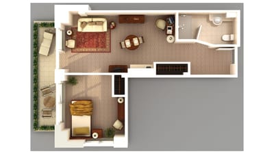 Fairview Nursing Home, nursing home — Floor plan of a senior living apartment layout