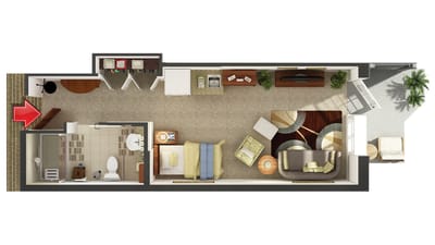Fairview Nursing Home, nursing home — Floor plan of a senior living apartment unit