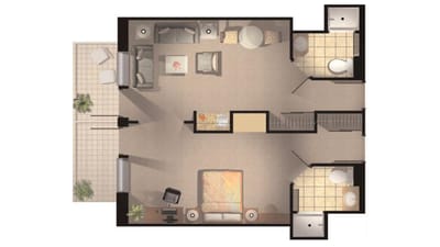 Fairview Nursing Home, nursing home — Floor plan of a senior living facility apartment