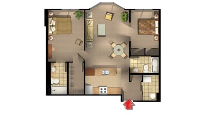 Fairview Nursing Home, nursing home — Floor plan of a senior living apartment layout