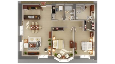 Fairview Nursing Home, nursing home — Floor plan of a senior living apartment layout