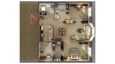 Fairview Nursing Home, nursing home — Floor plan layout of a senior living apartment