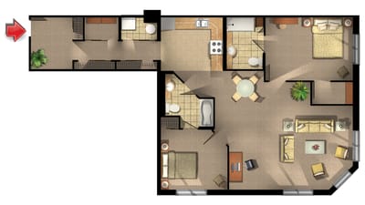 Fairview Nursing Home, nursing home — Floor plan of a senior living apartment layout