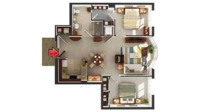 Fairview Nursing Home, nursing home — Floor plan of a senior living apartment layout