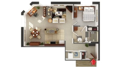 Fairview Nursing Home, nursing home — Floor plan of a senior living apartment layout