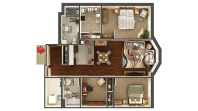Fairview Nursing Home, nursing home — Floor plan of a two-bedroom senior living apartment