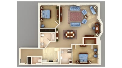 Fairview Nursing Home, nursing home — Floor plan of a senior living apartment layout