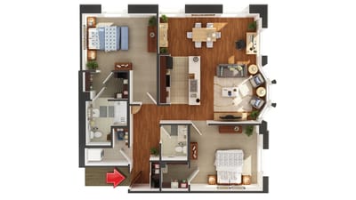 Fairview Nursing Home, nursing home — Floor plan of a senior living apartment layout