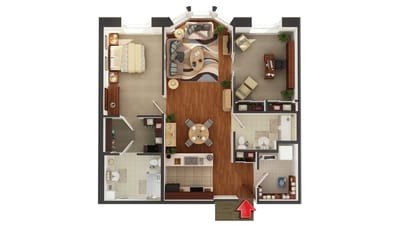 Fairview Nursing Home, nursing home — Floor plan of a senior living apartment layout