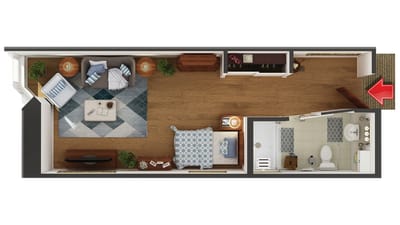 Fairview Nursing Home, nursing home — Floor plan of a senior living apartment layout