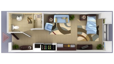 Fairview Nursing Home, nursing home — Floor plan of a senior living apartment layout