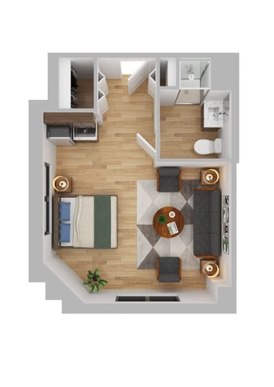 Floor plan of a small resident living space