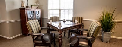 Cozy common area with seating and decor