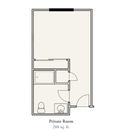 Architectural floor plan of a private room