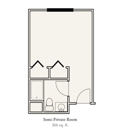 Floor plan of a semi-private room