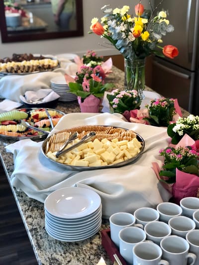 A beautifully arranged food display for residents