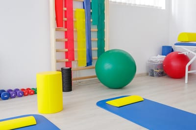 Rehabilitation space with exercise equipment