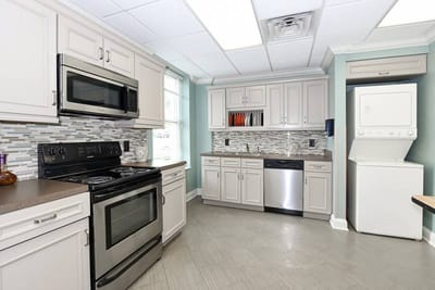 Modern kitchen with appliances and countertop space