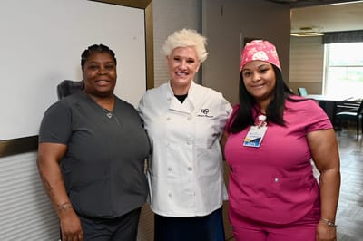 Three staff members in a care facility