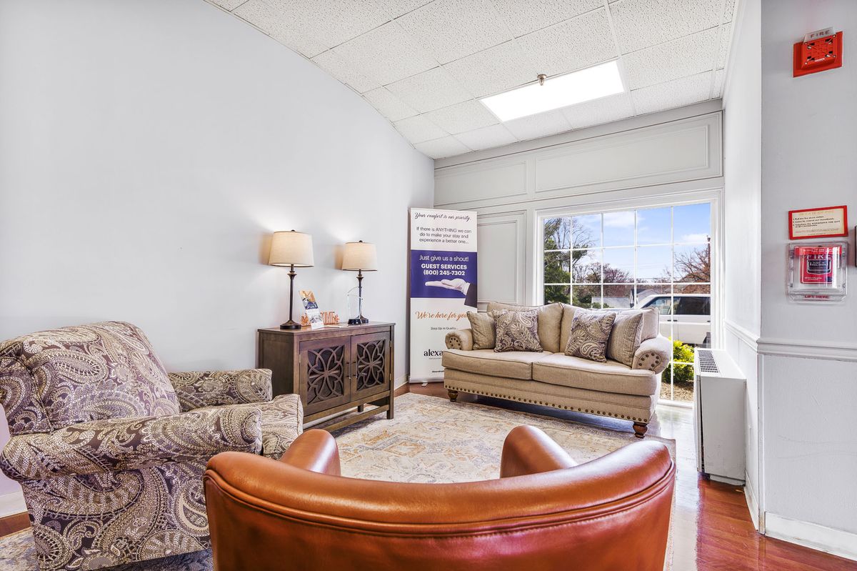 Comfortable seating area in a facility lobby