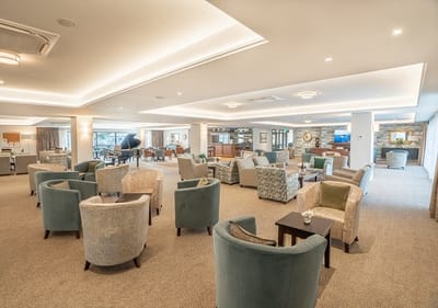 Spacious common area with comfortable seating