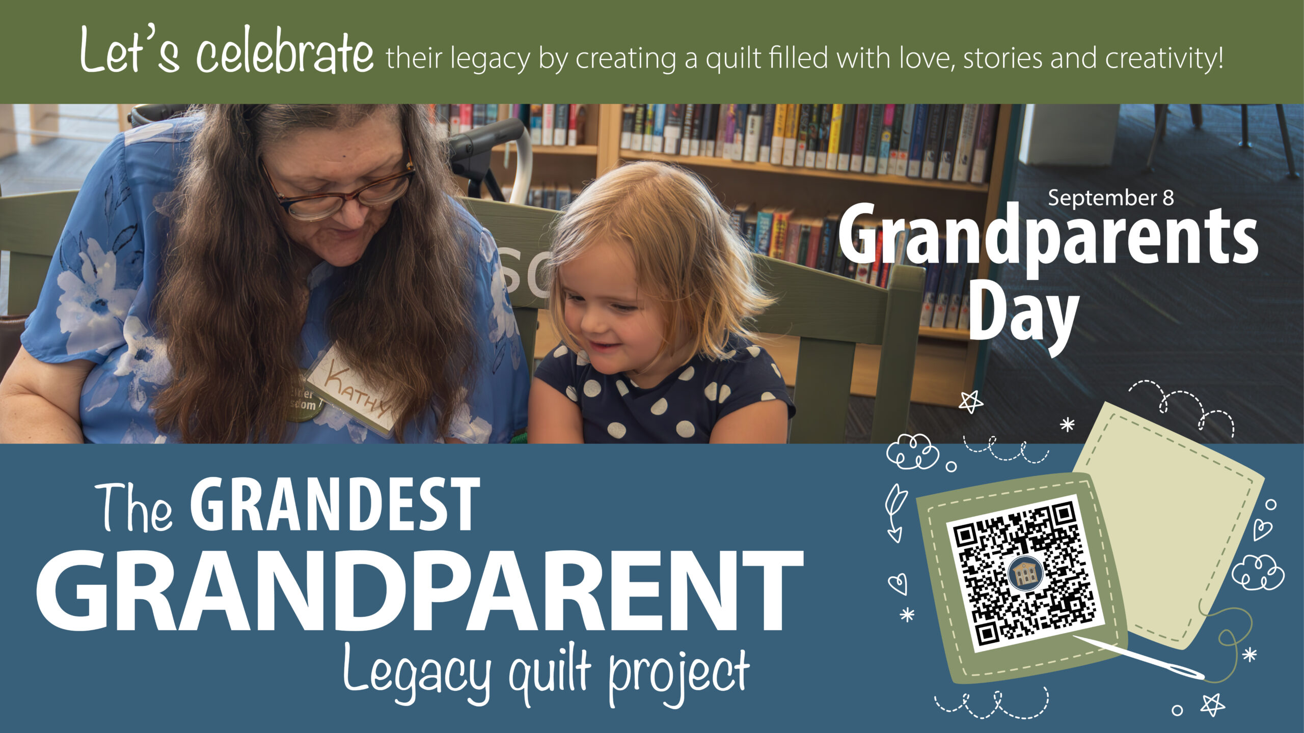 Residents participating in a Grandparents Day quilt project