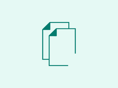 Abstract logo design with overlapping documents.