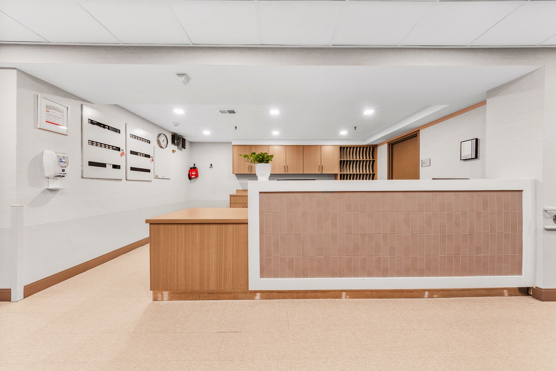 Reception area of a nursing home facility