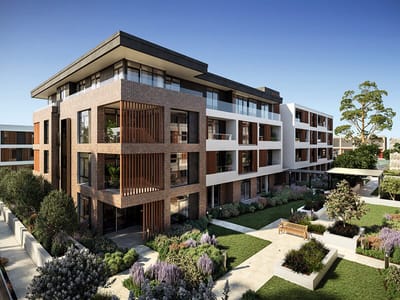 Exterior view of a modern assisted living facility