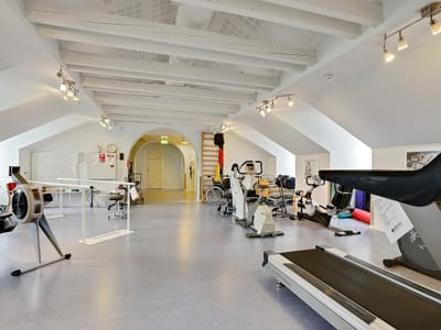 Interior view of a fitness area with equipment