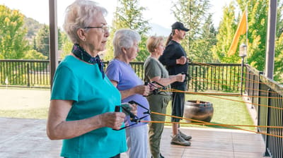 Senior residents participating in outdoor exercise