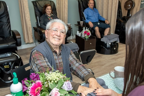 Residents enjoying pampering services at the facility.