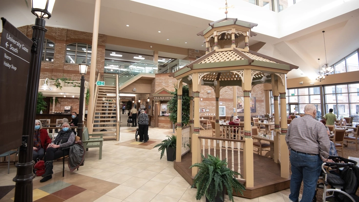 Interior common area with gazebo and residents