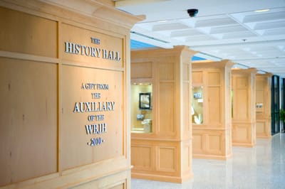 Interior view of The History Hall with wooden panels