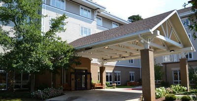 Entrance of the assisted living facility with covered entrance