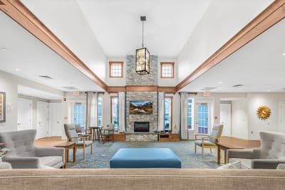 Bright and welcoming common area with seating