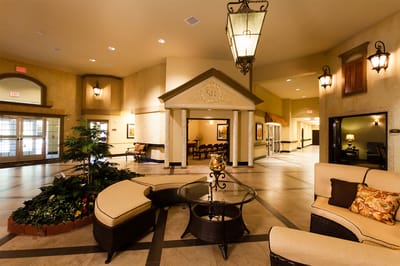 Interior view of the facility's lobby area with seating