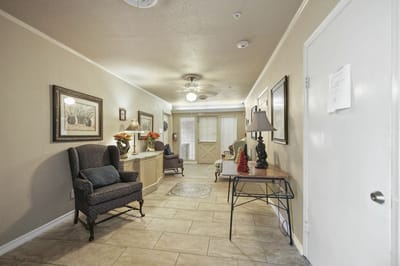 Interior hallway with seating and decor