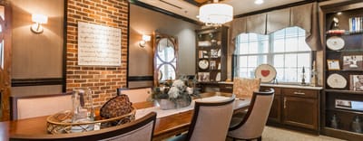 Interior dining area with a decorative table setup