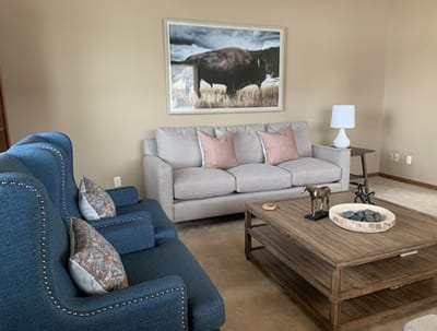 Comfortable living room with a view of nature