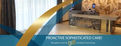 Interior photo of the Atrium reception area