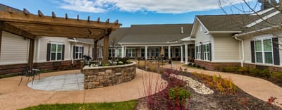 Beautiful outdoor courtyard with seating and landscaping