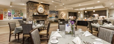 Dining area with tables set for a meal