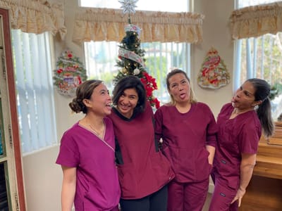 Staff members having fun in the common area