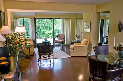 Bright interior common area with natural light